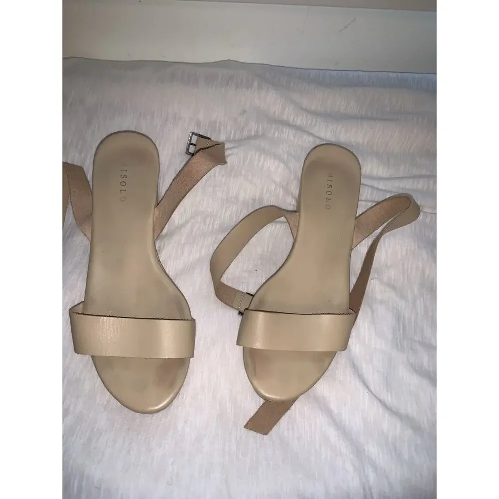 Nisolo Sandals Womens 8.5 Wrap Around Platform Bone Off White Leather Shoes